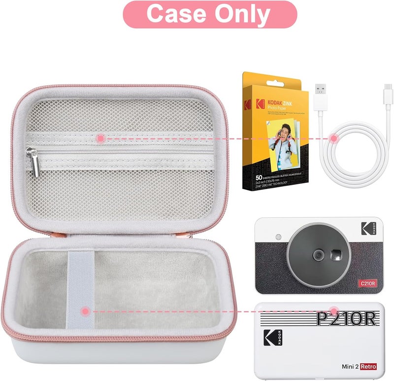 Canboc Carrying Case for KODAK Mini 2 Retro 4PASS Portable Photo Printer/KODAK Mini Shot 2 Retro 4PASS 2-in-1 Instant Digital Camera, Mesh Bag fits Photo Paper and Cable, White - Image 2